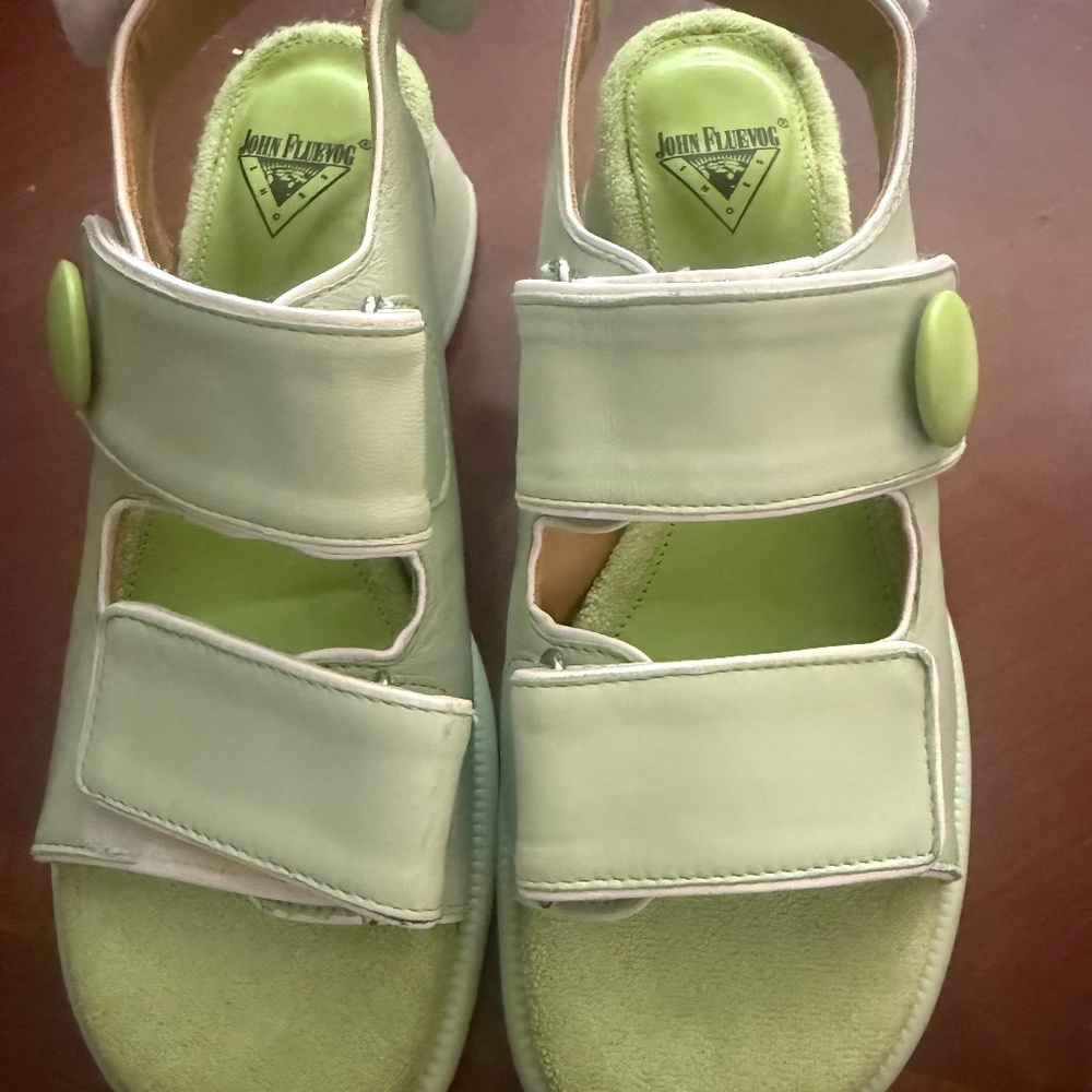 John Fluevog Green Neve Sandals